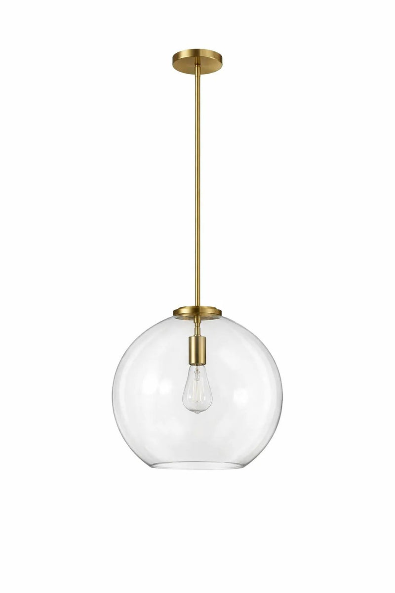 Gleam - Single Light Pendant Lamp With Clear Globe Satin - Antique Brass / Clear / Gold by HouseOfZazla