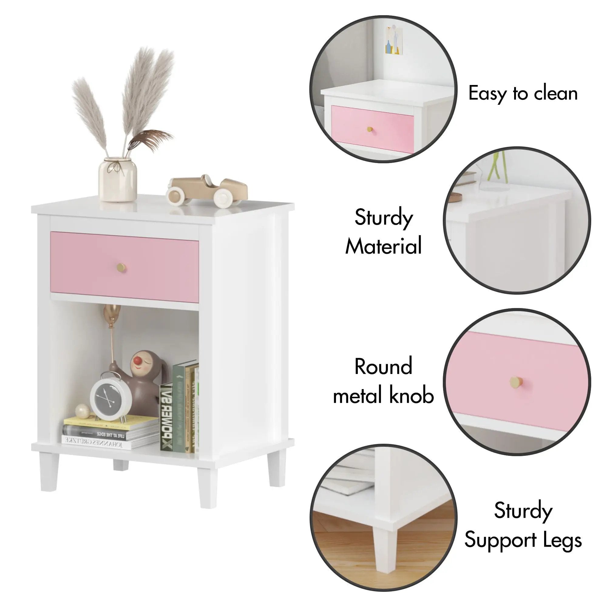 Nightstand With 1 Drawer 1 Shelf by HouseOfZazla