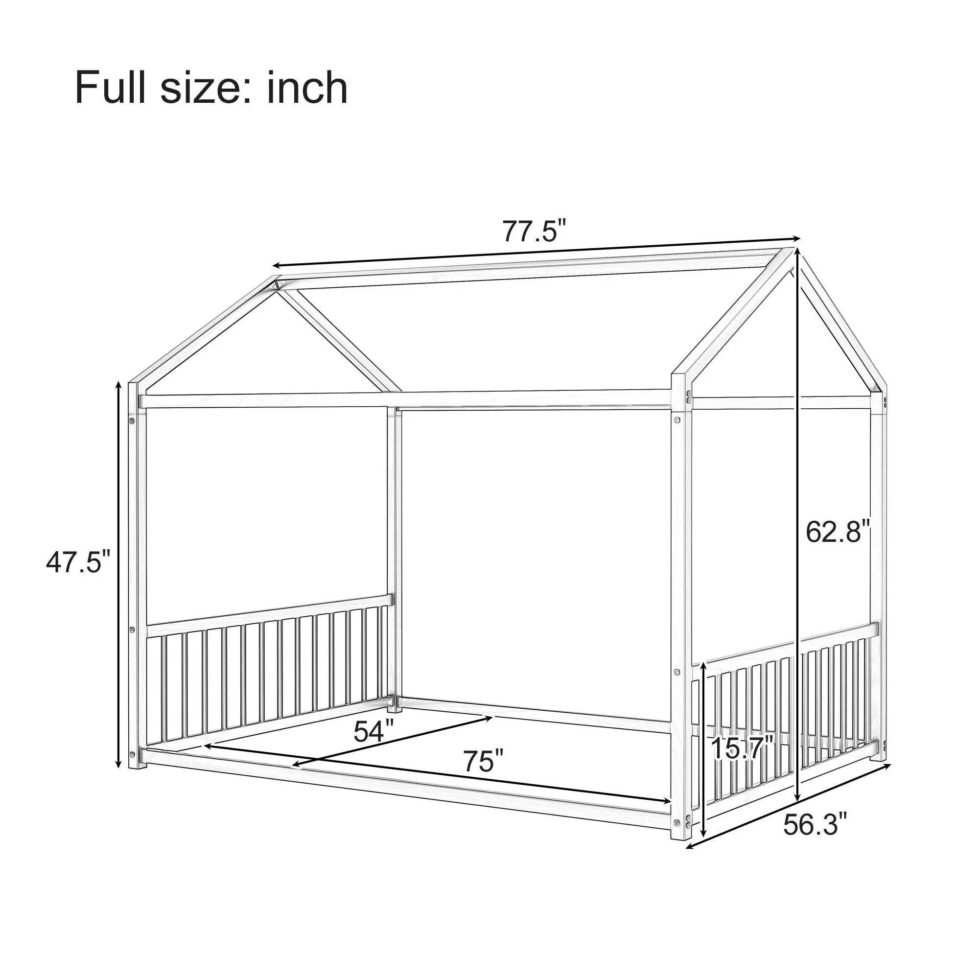 Montessori Style Floor House Shaped Bed With Safety Guardrails by HouseOfZazla