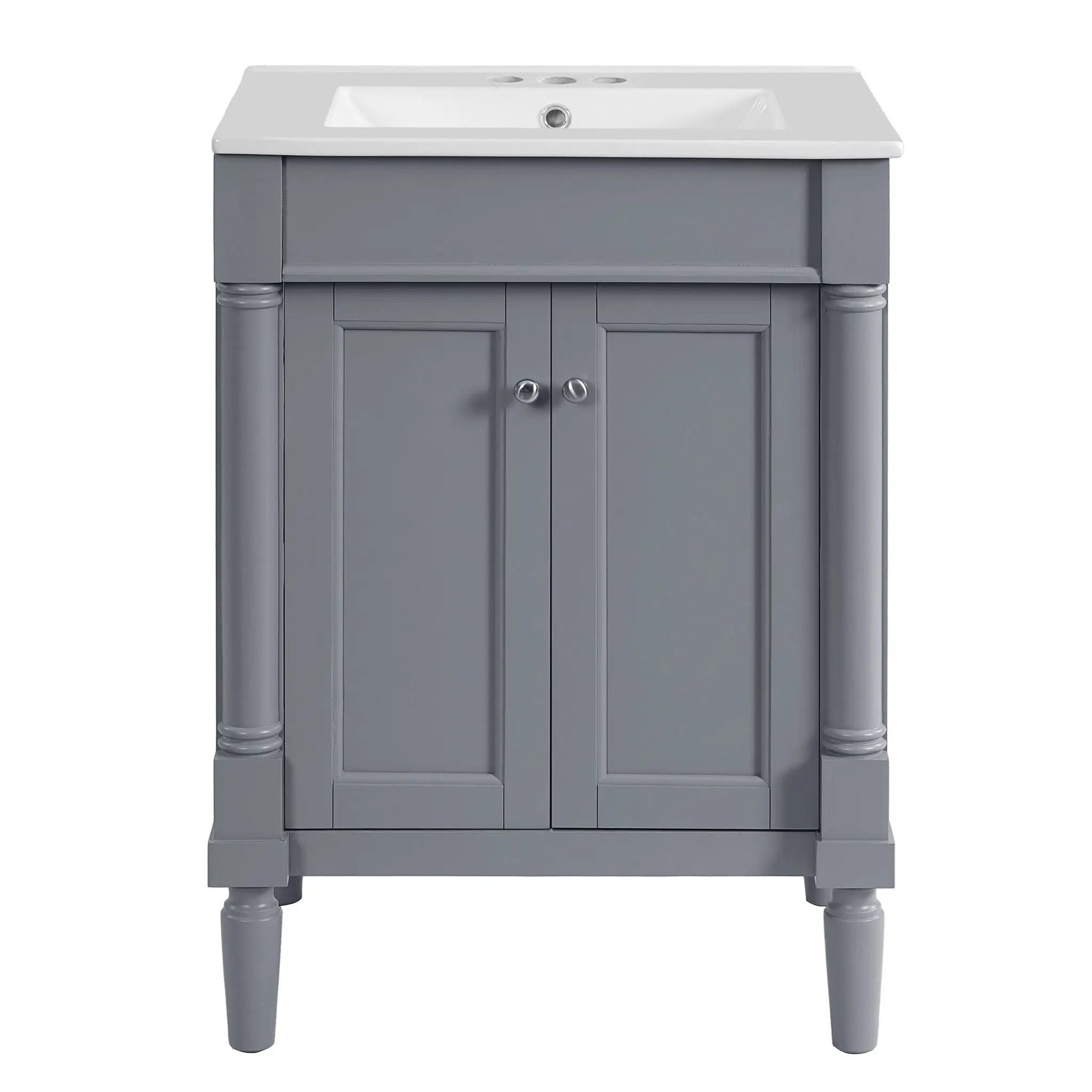 Bathroom Vanity With Top Sink, 2 Tier Storage Cabinet
