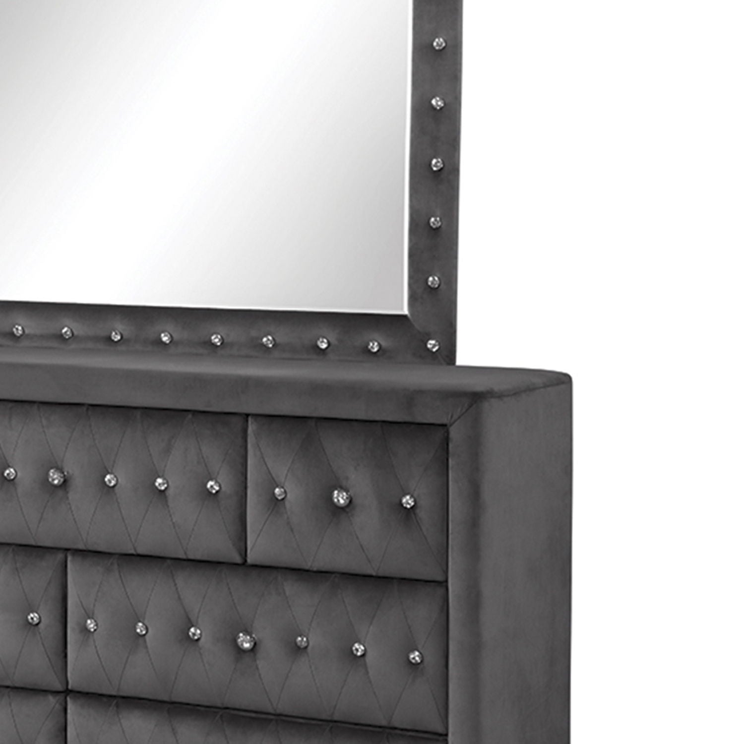 Sophia - Tufted Mirror - Gray by HouseOfZazla