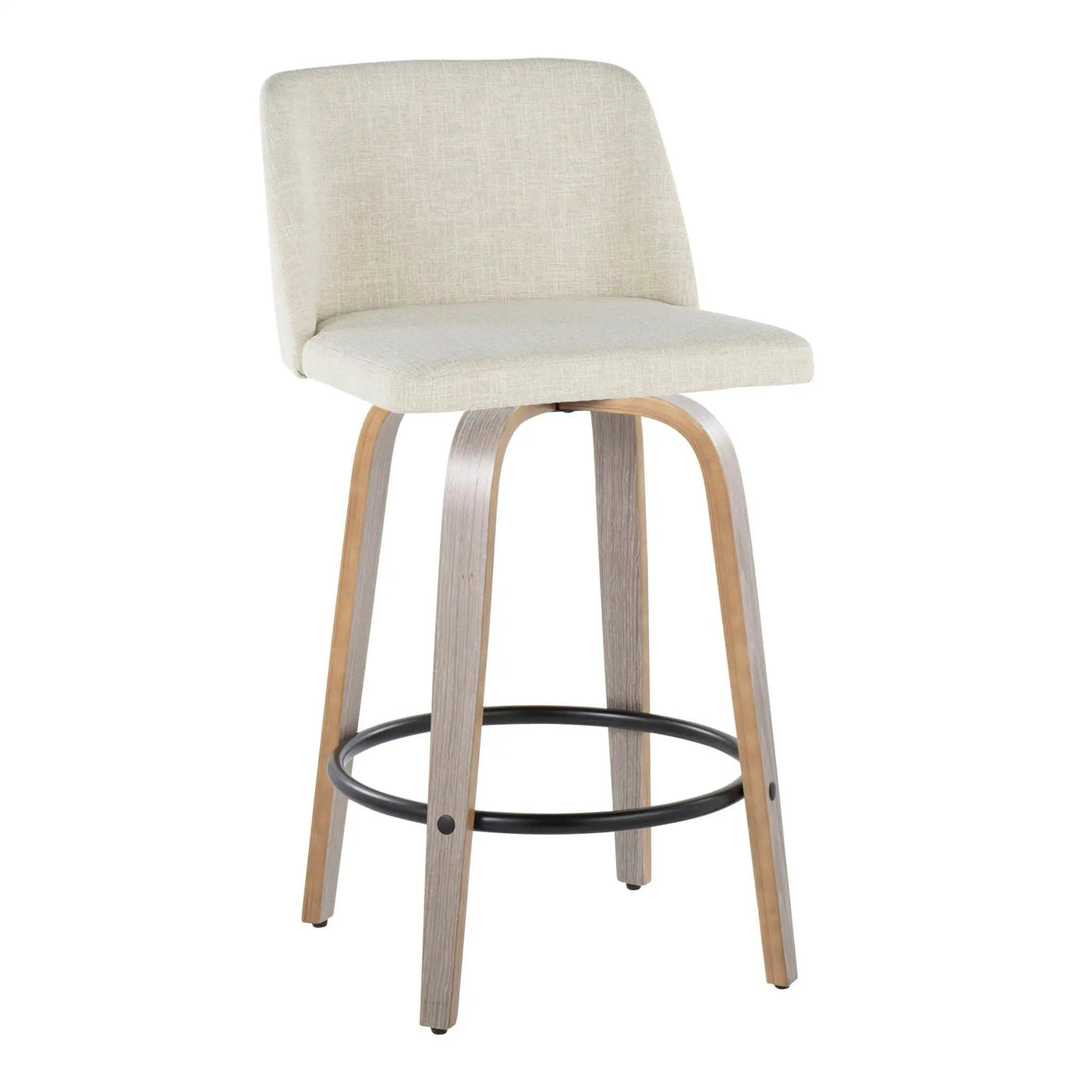 Toriano - Contemporary Fixed Height Counter Stool Swivel & Round Footrest (Set of 2) by HouseOfZazla