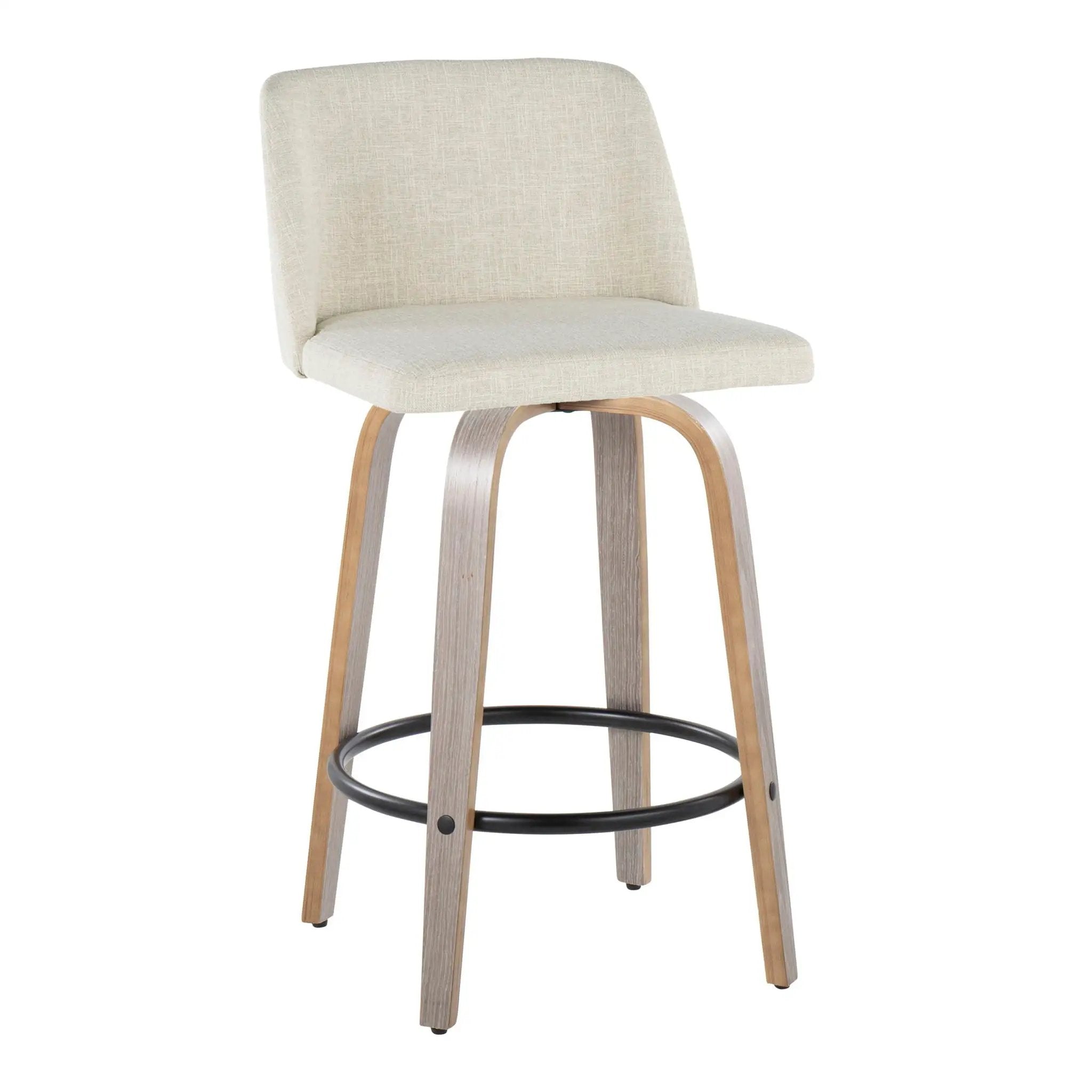 Toriano - Contemporary Fixed Height Counter Stool Swivel & Round Footrest (Set of 2) by Unique Piece Furniture