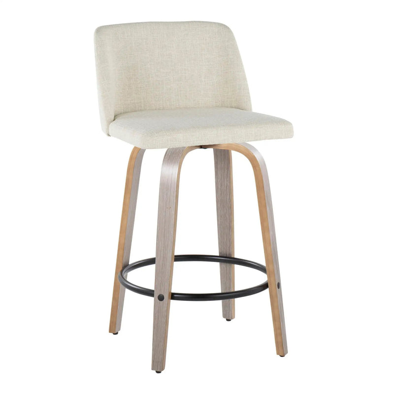 Toriano - Contemporary Fixed Height Counter Stool Swivel & Round Footrest (Set of 2) by HouseOfZazla