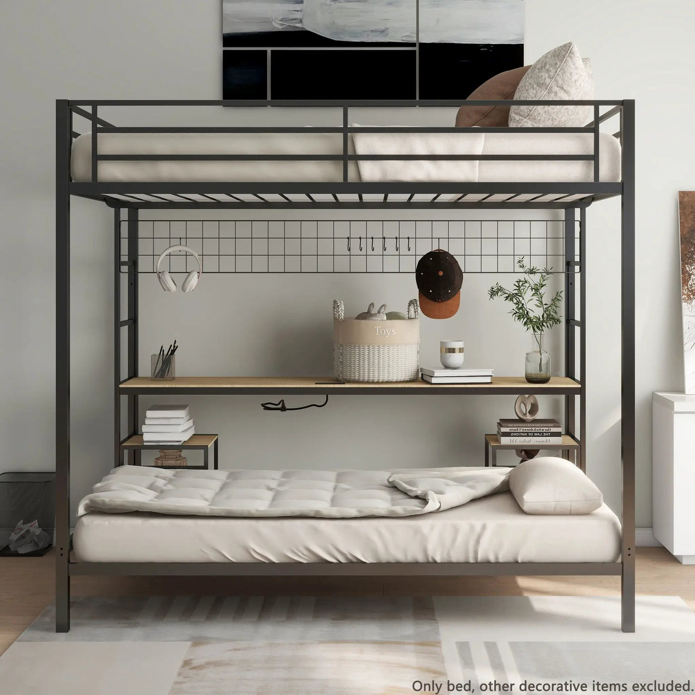 Ethan - Bunk Bed With Desk, Charging Station, Storage Shelves by HouseOfZazla