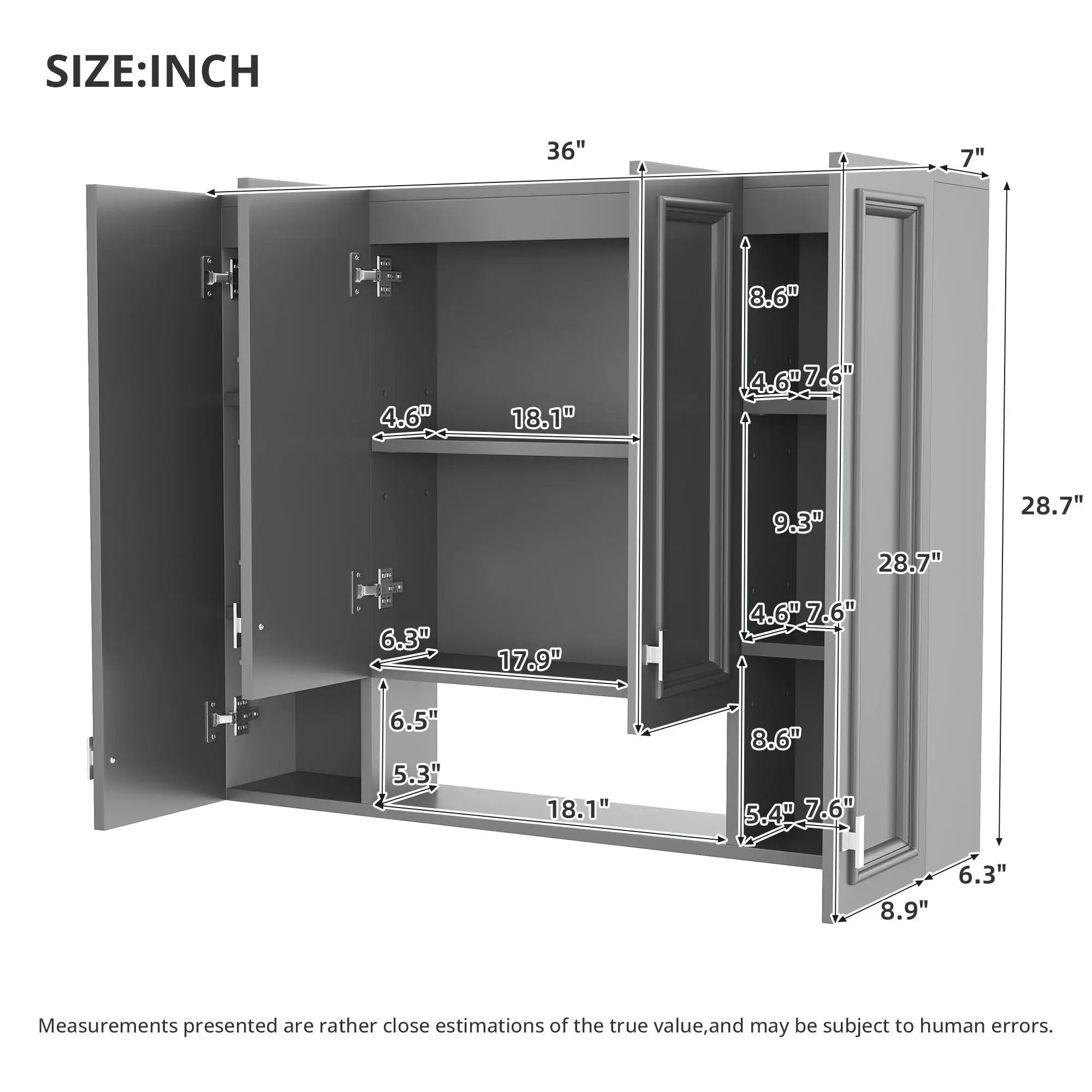 Wall Mounted Bathroom Cabinet With 5 Adjustable Shelves by HouseOfZazla