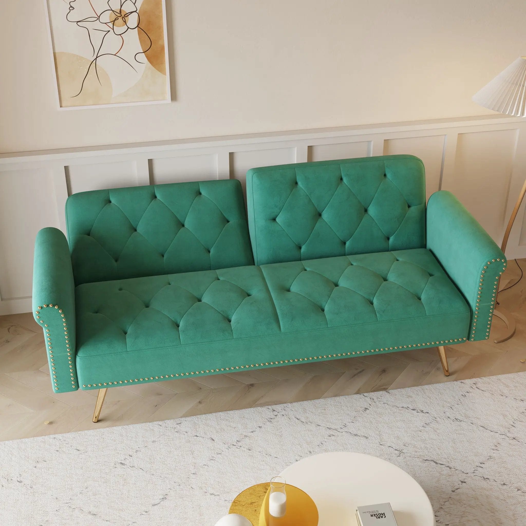 Luxurious Sofa Bed With Nail Head Trim And Matching Pillow by Unique Piece Furniture