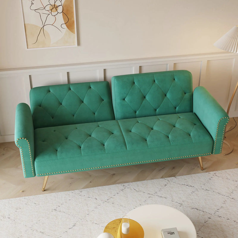 Luxurious Sofa Bed With Nail Head Trim And Matching Pillow by Unique Piece Furniture