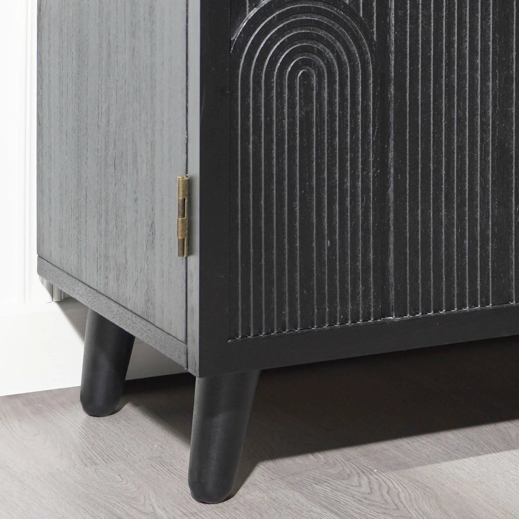 Modern Black Wood Storage Cabinet with Embossed Door by HouseOfZazla
