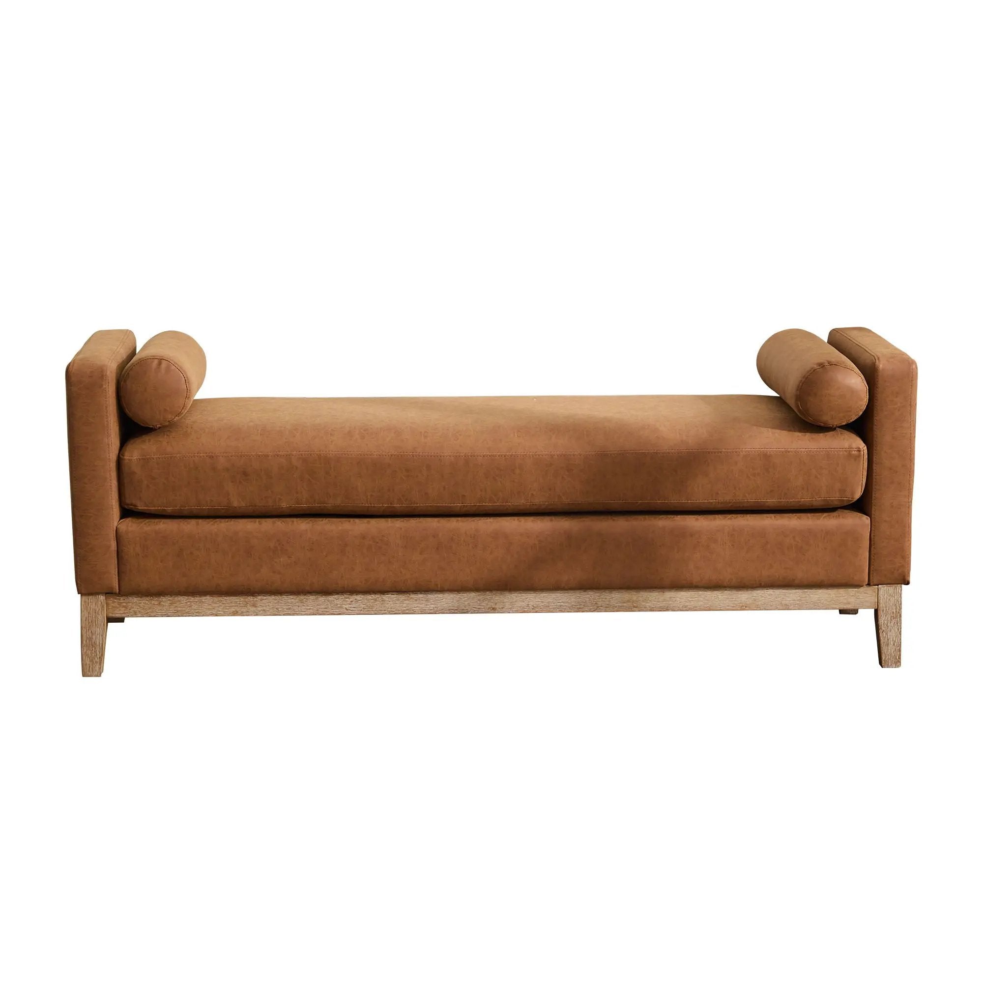 Elegant Upholstered Bench Daybed Ottoman With Bolster Pillows by HouseOfZazla