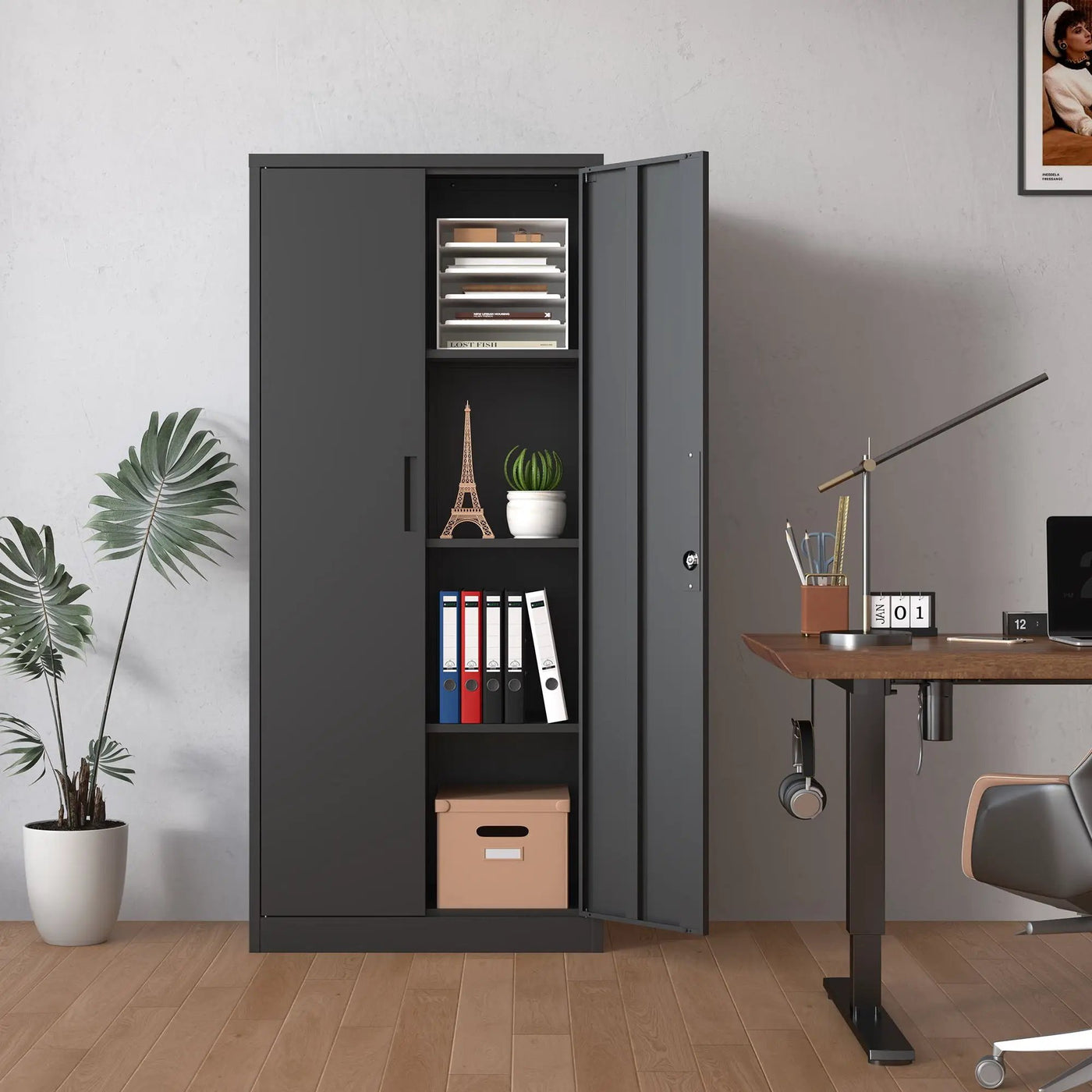 Heavy Metal Garage Storage Cabinet With Locking Doors, Steel, Adjustable Shelves by HouseOfZazla