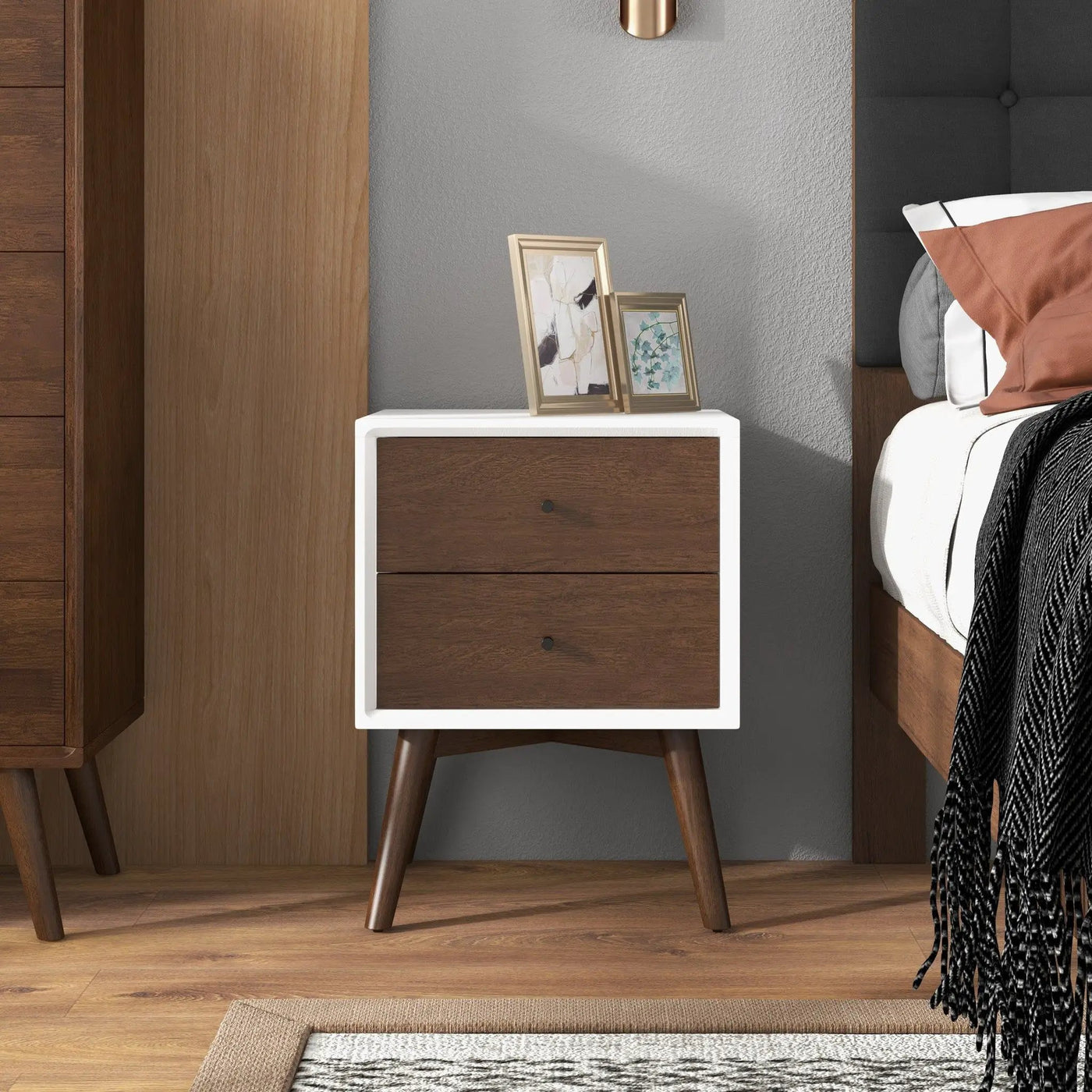 Caroline - Mid-Century Modern Style Night Stand 2 Drawer by HouseOfZazla