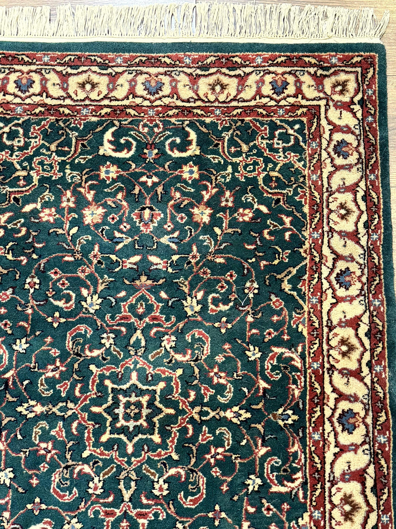 Dark Green Indo Persian Rug 2.5 x 4, Hand Knotted Wool Small Oriental Carpet by Jewel Rugs