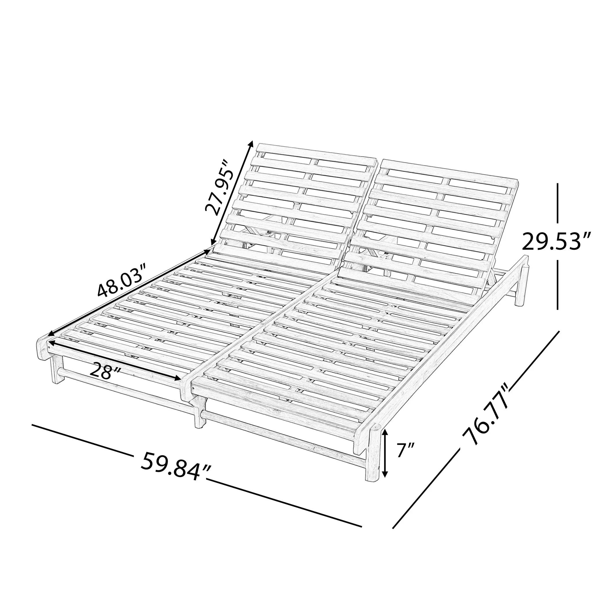 Light Teak Acacia Wood Double Chaise Lounger Set by HouseOfZazla