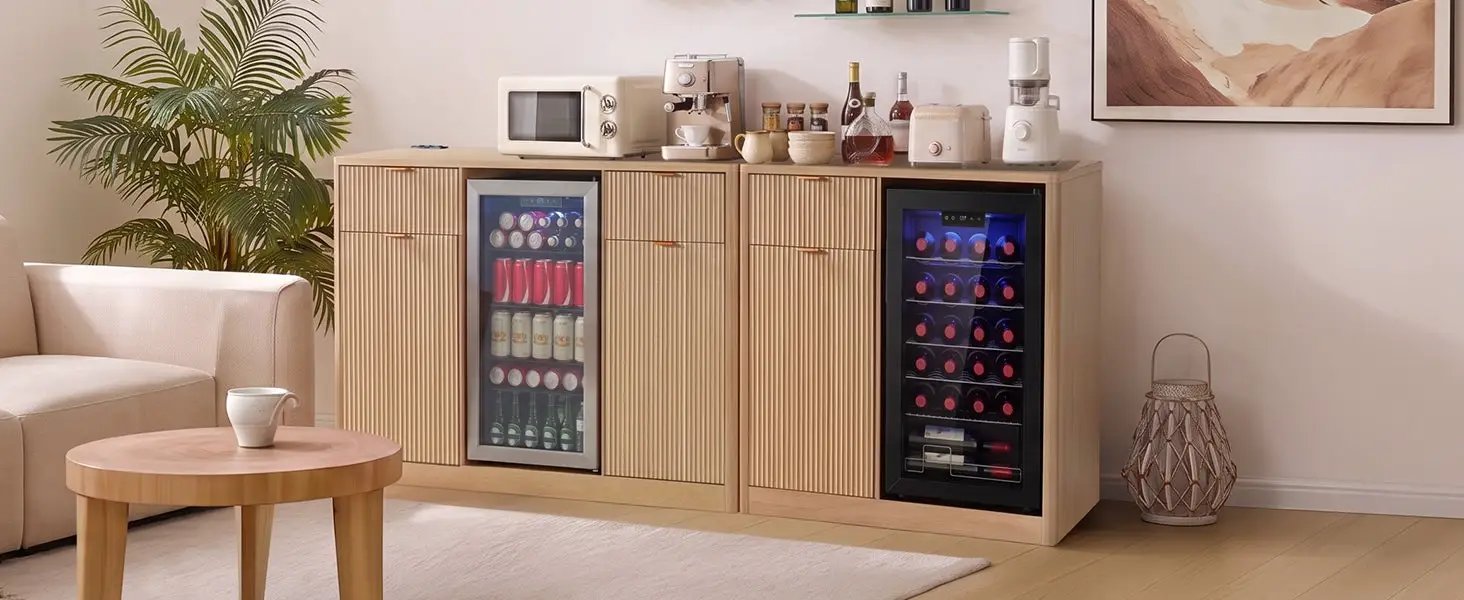 K&K 2-Piece Coffee Bar Cabinet with Fridge Space by HouseOfZazla