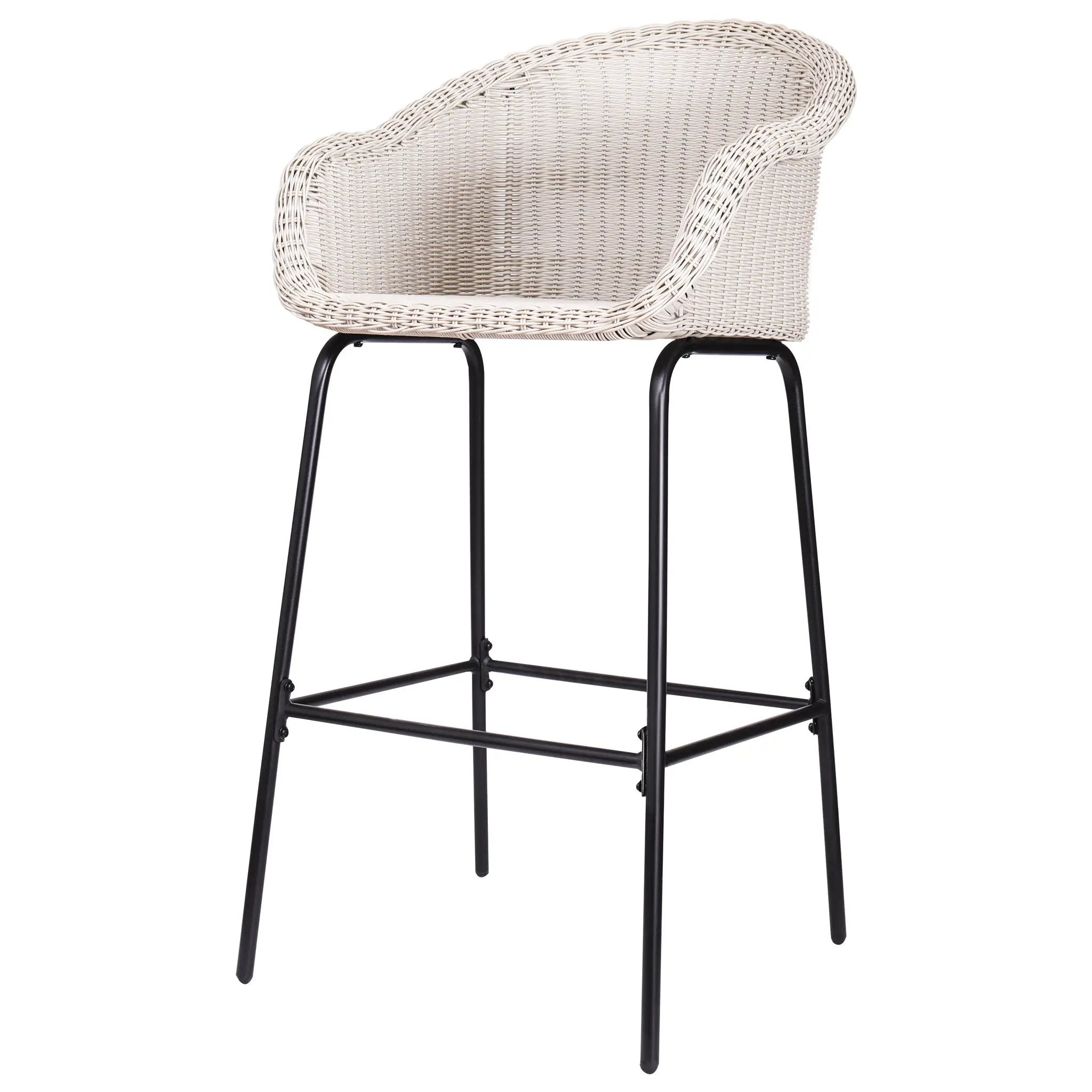 Ladd Outdoor Metal Wicker Barstool Set of 2 - Light Gray by HouseOfZazla