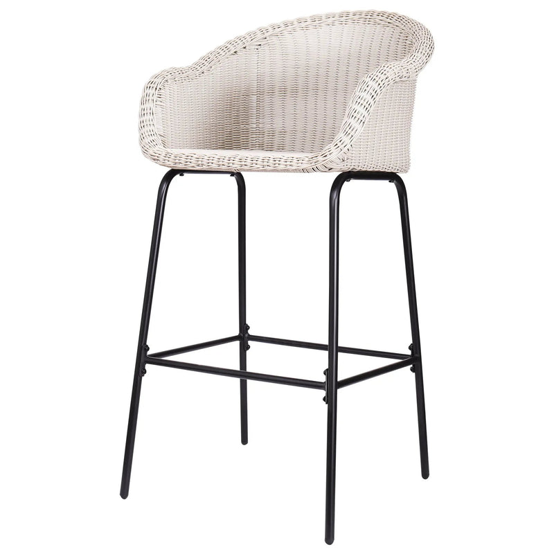 Ladd Outdoor Metal Wicker Barstool Set of 2 - Light Gray by HouseOfZazla