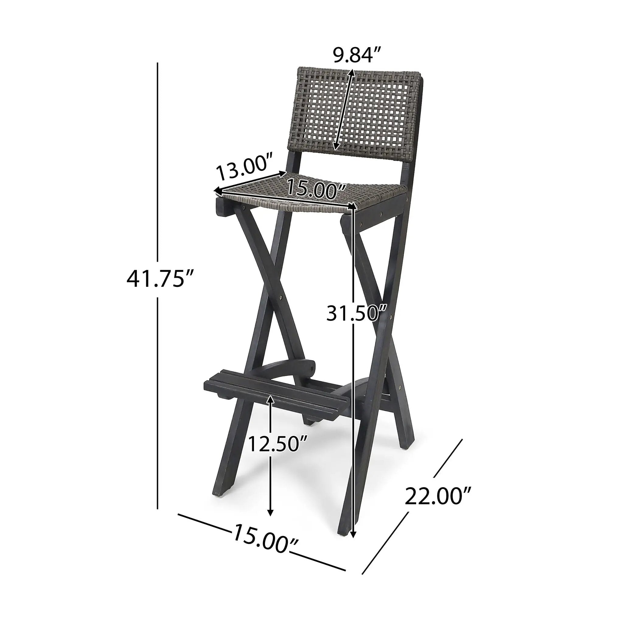 Outdoor Folding Acacia Wood Barstools With Rattan Backrest And Seat by HouseOfZazla
