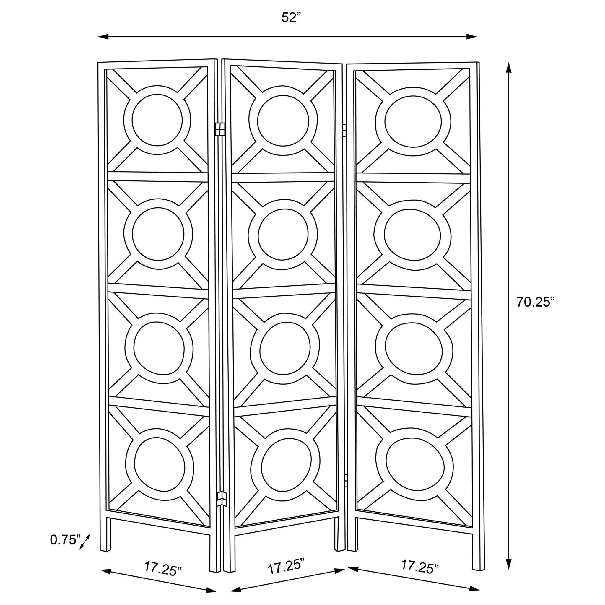 Circle Pattern 3 Panel Folding Screen - Brown by HouseOfZazla