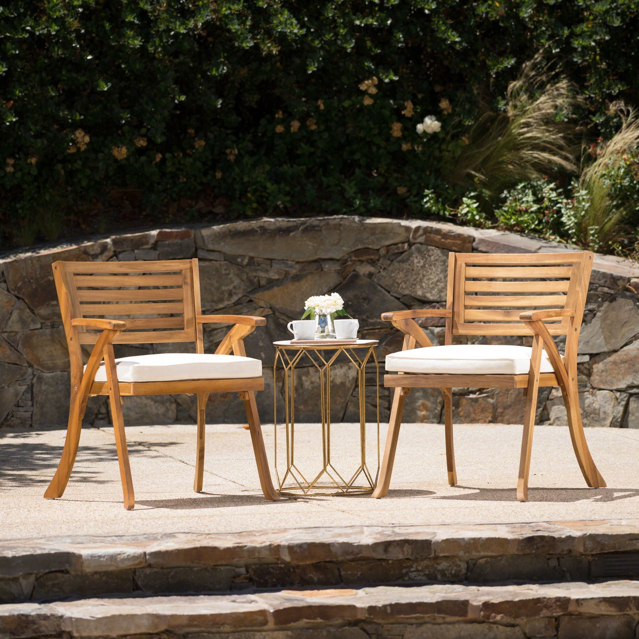 Outdoor Dining Set With Coffee Table And 2 Chairs - Teak by HouseOfZazla
