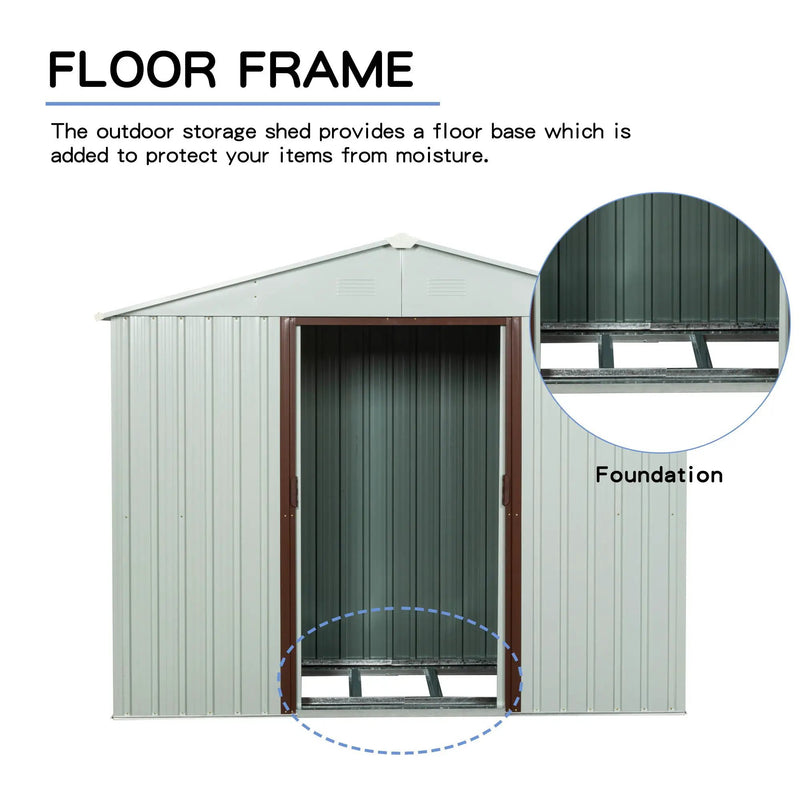 Ry-Sdyx56-W Outdoor Metal Storage Shed - White by HouseOfZazla