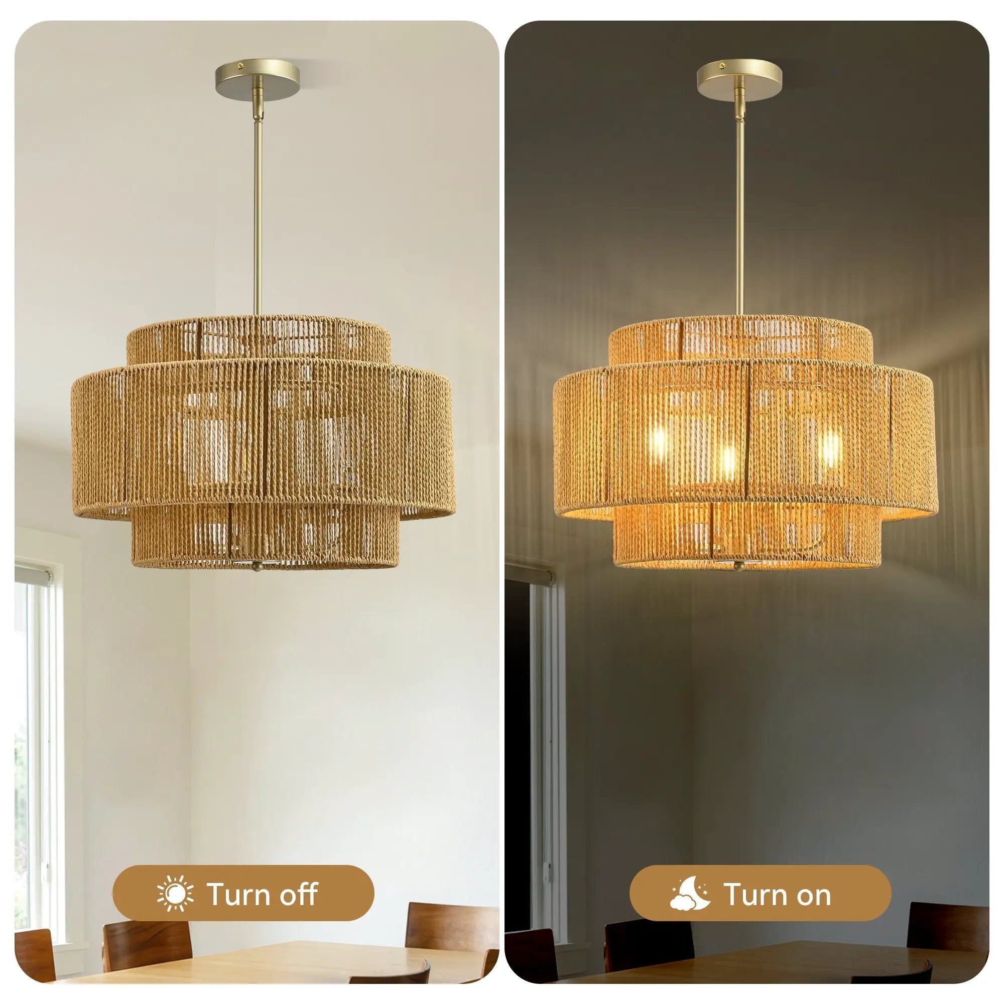 Boho Rattan 3-Light Chandelier by HouseOfZazla