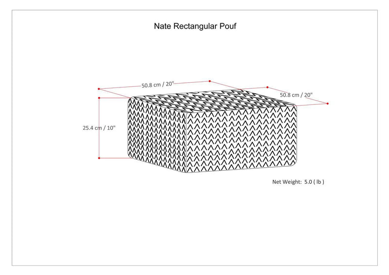 Nate Square Pouf Patterned Grey Melange by HouseOfZazla