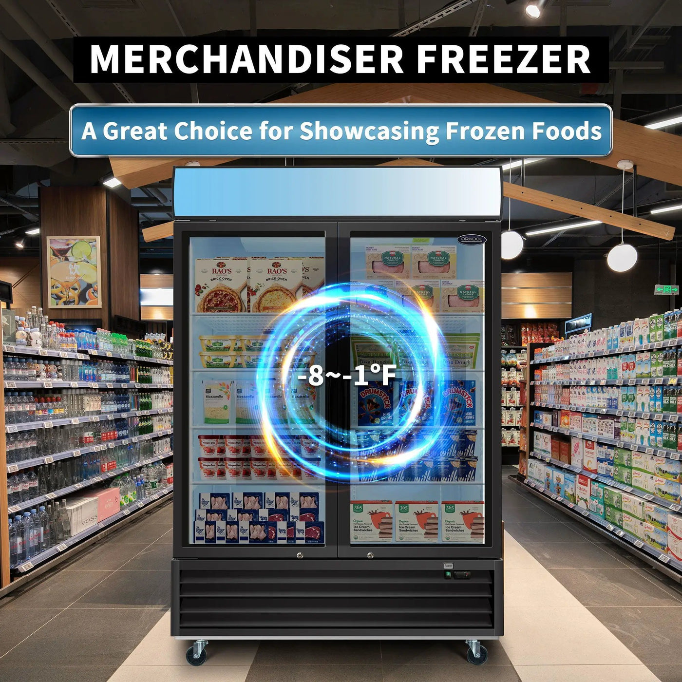 Glass Door Merchandiser Freezer Swing Door Commercial Reach-In Display Freezers With LED Top Panel Upright Freeze Storage by HouseOfZazla