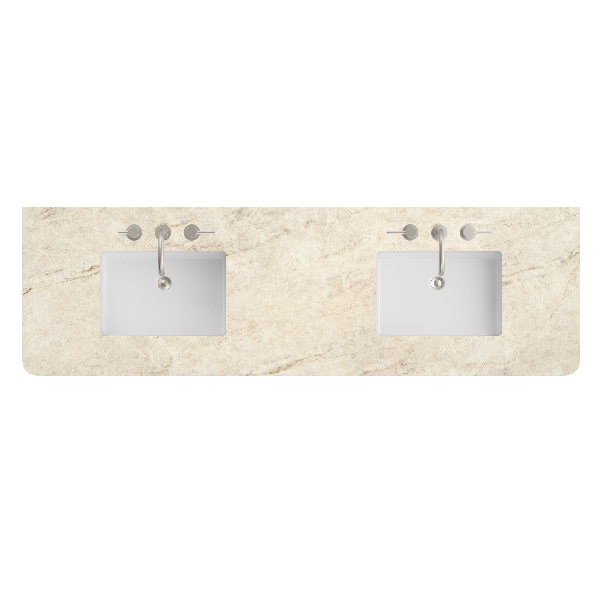 James Martin 72" Double Vanity Top with Tajnar (Radius Cut, Widespread) countertop