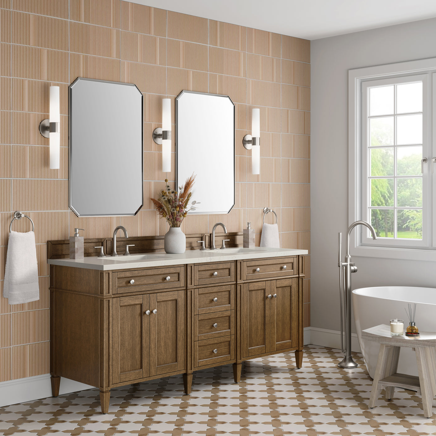 James Martin Brittany 72" Double Bathroom Vanity, Saddle Brown, view 38