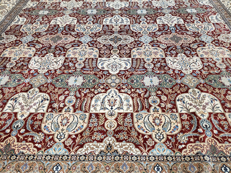 Persian Nain Rug 11x15 – Wool on Silk, Hand-Knotted, Signed Masterpiece by Jewel Rugs