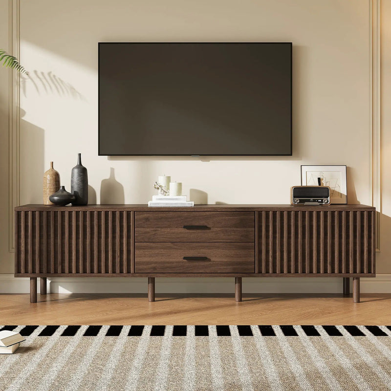 TV Stand For TVs Up To 80", Media Entertainment Center With Ample Storage - Dark Brown by HouseOfZazla