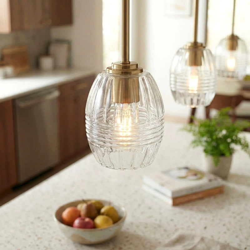 Vista - Single Pendant Chain Hanging Light - Clear / Gold by Unique Piece Furniture
