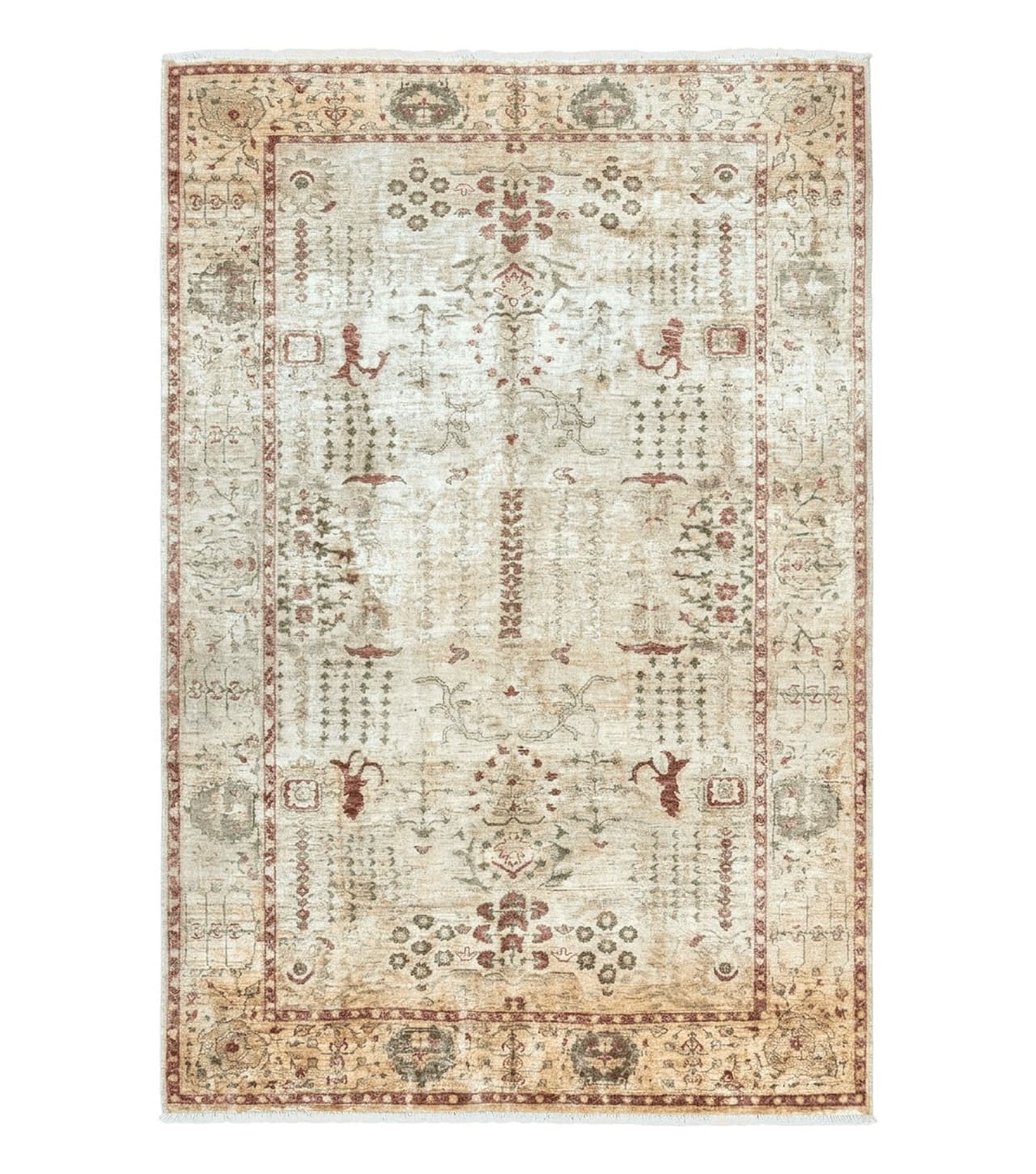 Pakistani Oushak Rug 6 x 9.6, Handmade Wool Peshawar Carpet, Farmhouse Rug by Jewel Rugs