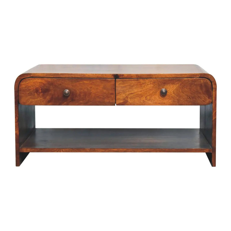Solid Wood Aspen Slim Coffee Table, 4 Drawers, 1 Open Slot by HouseOfZazla