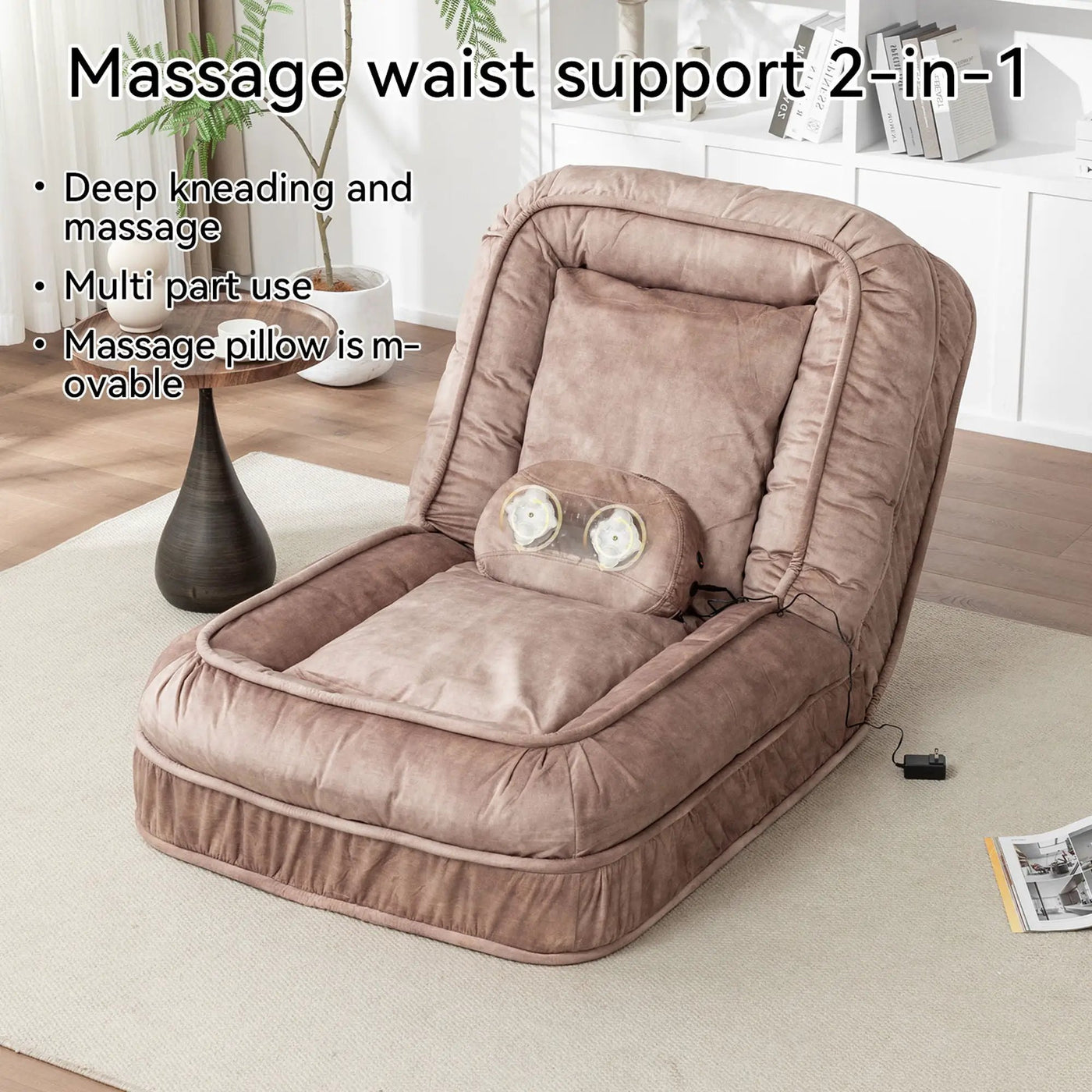 Upholstered Human Dog Bed And Pets, Bean Bag Floor Sofa With Massage Pillow, 5 Adjustable Positions & 2 Soft Pillows by HouseOfZazla
