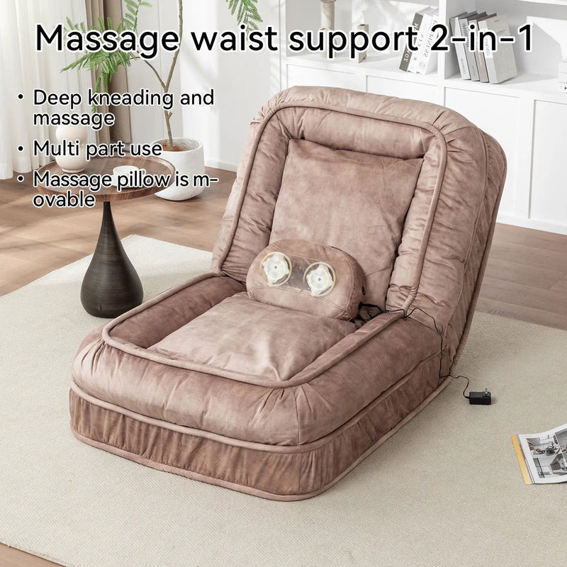 Upholstered Human Dog Bed And Pets, Bean Bag Floor Sofa With Massage Pillow, 5 Adjustable Positions & 2 Soft Pillows by HouseOfZazla