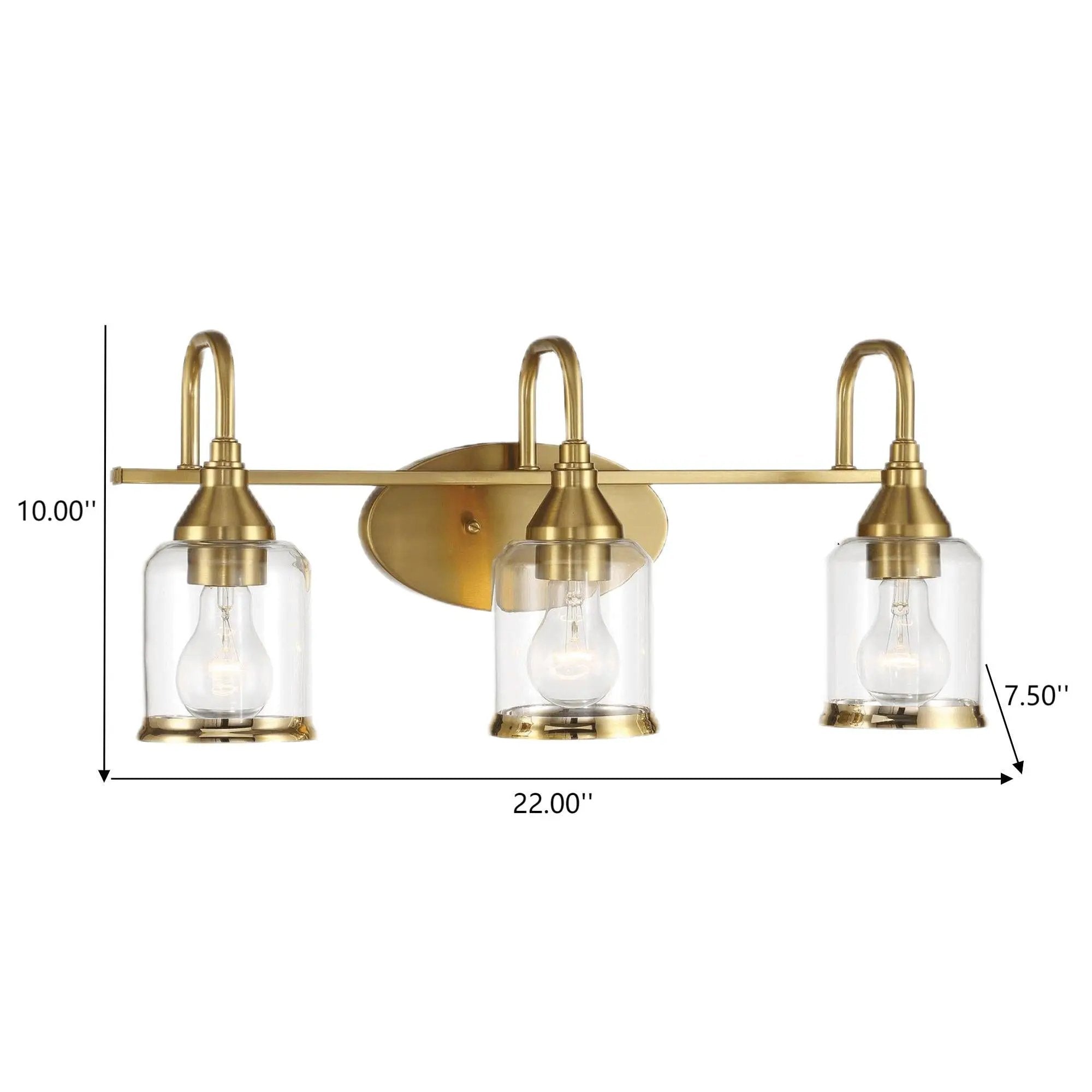 3 Lights Brush Vanity Light - Clear / Gold by Unique Piece Furniture