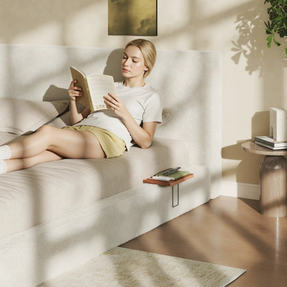 AirFrame Queen Bed Frame with Adjustable Sliding Side Table by HouseOfZazla