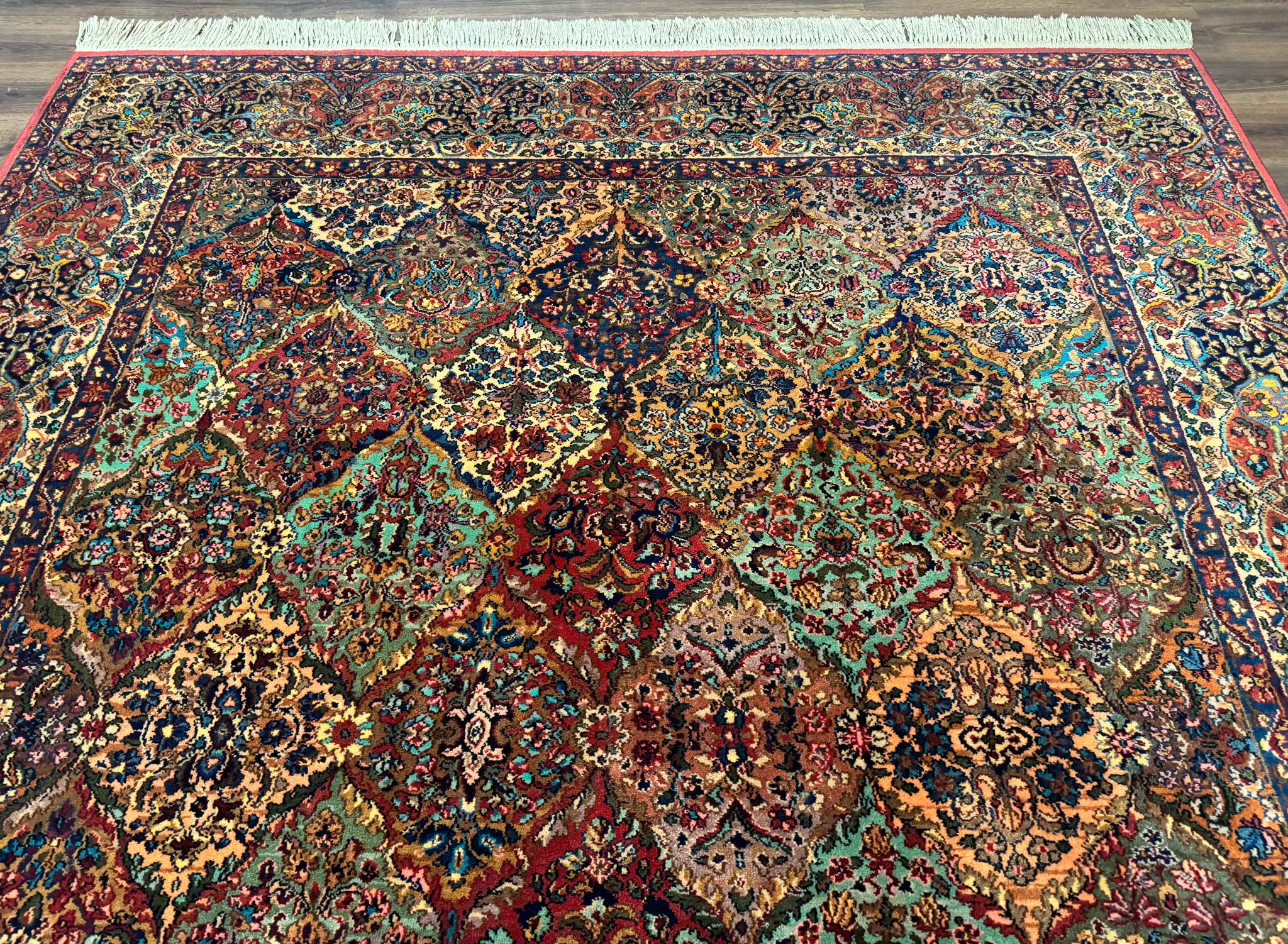 Karastan Rug 8.8 x 10.6, Multicolor Panel Kirman Rug #717, Original 700 Series, Wool by Jewel Rugs