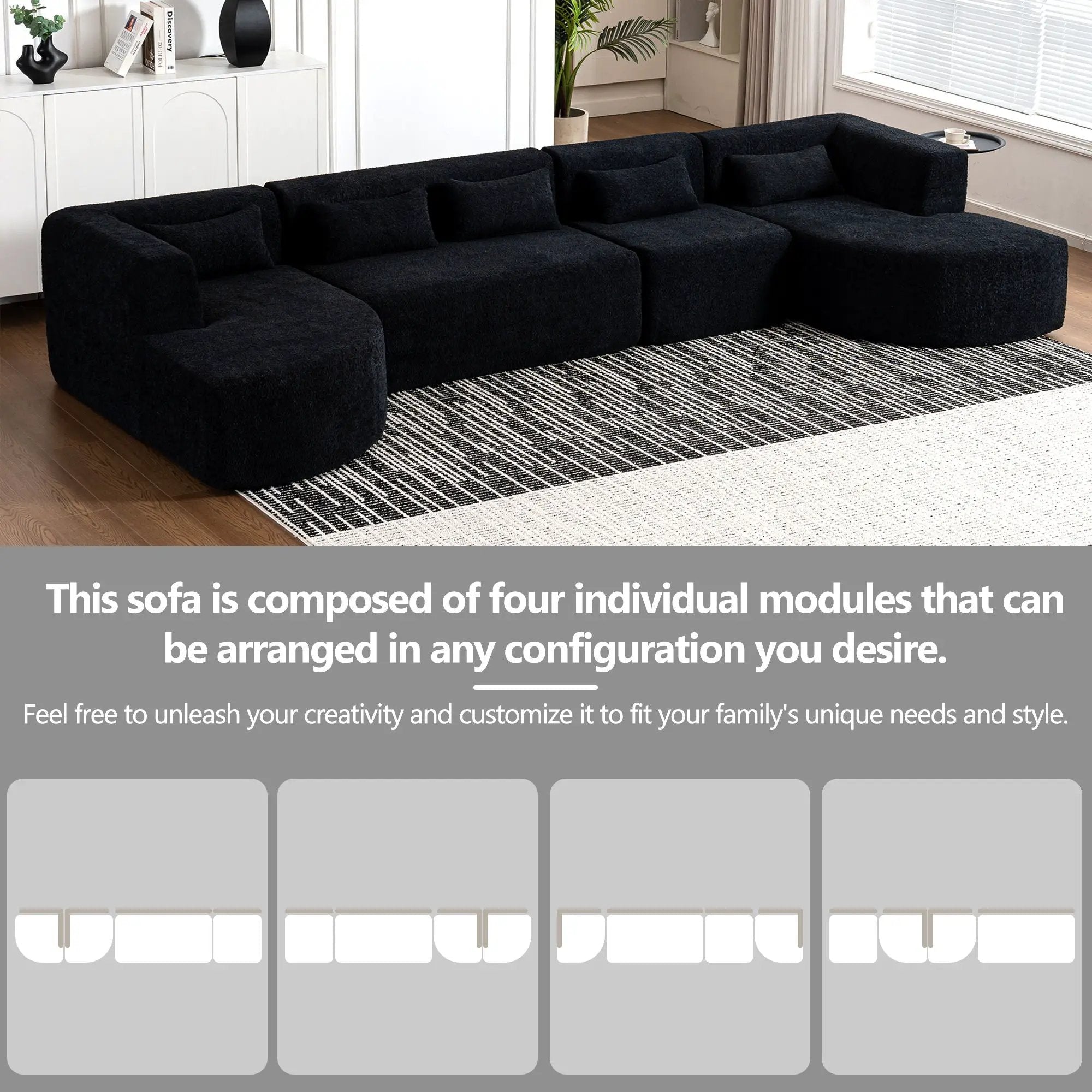 Upholstered Sofa Free Combined Sofa Couch With 2 Chaise Lounge And Five Back Pillows For Living Room by HouseOfZazla