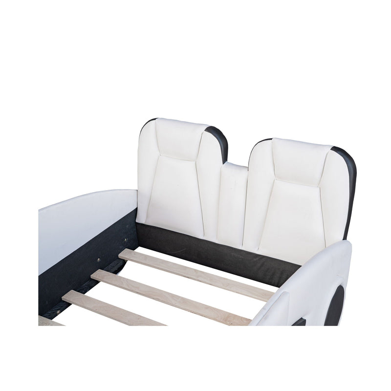 Race Car Shaped Twin Platform Bed With Wheels, Pine Wood Construction by HouseOfZazla