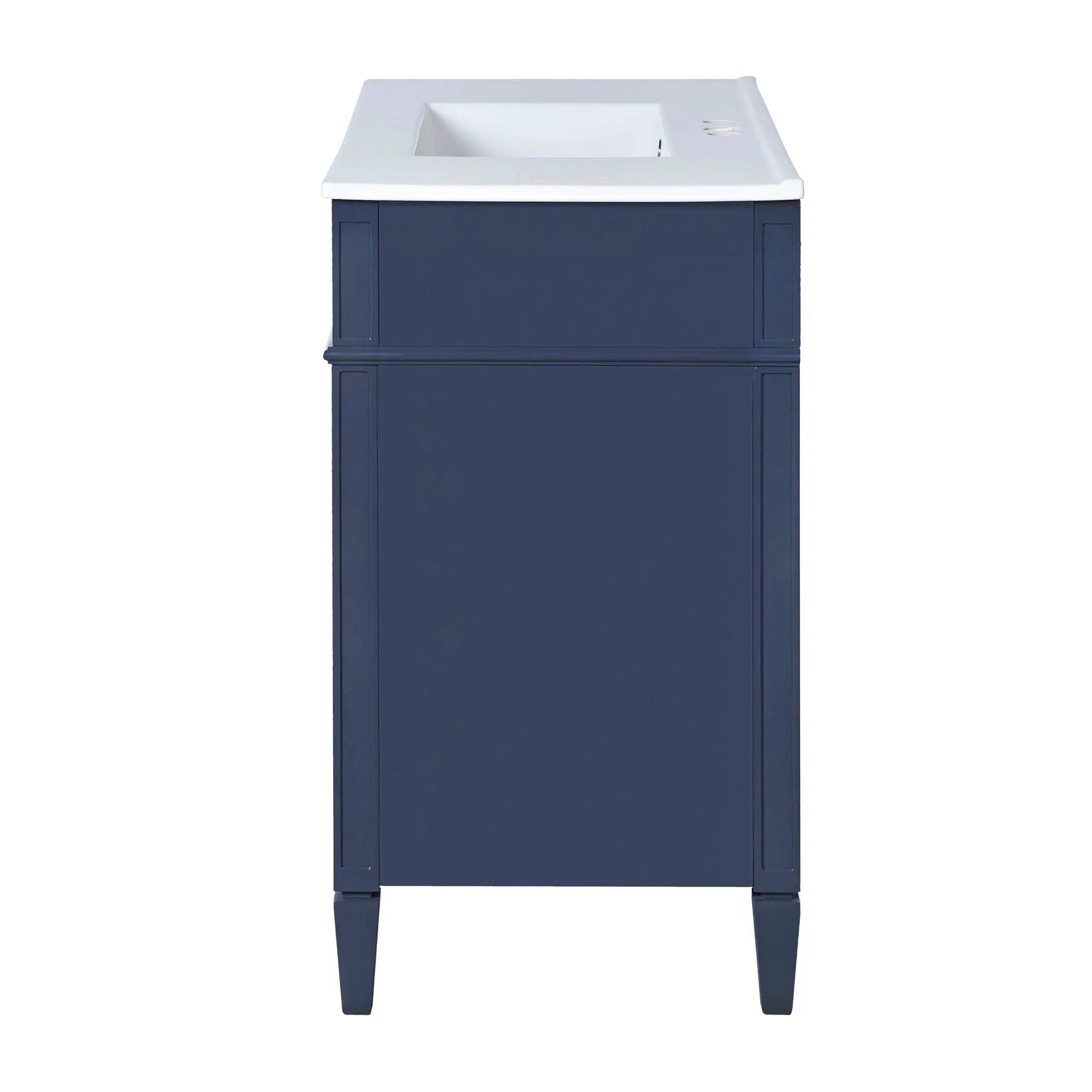 Bathroom Vanity With Top Sink, Modern Bathroom Storage Cabinet, 2 Drawers And A Tip-Out Drawer, Single Sink Bathroom Vanity - Blue by HouseOfZazla
