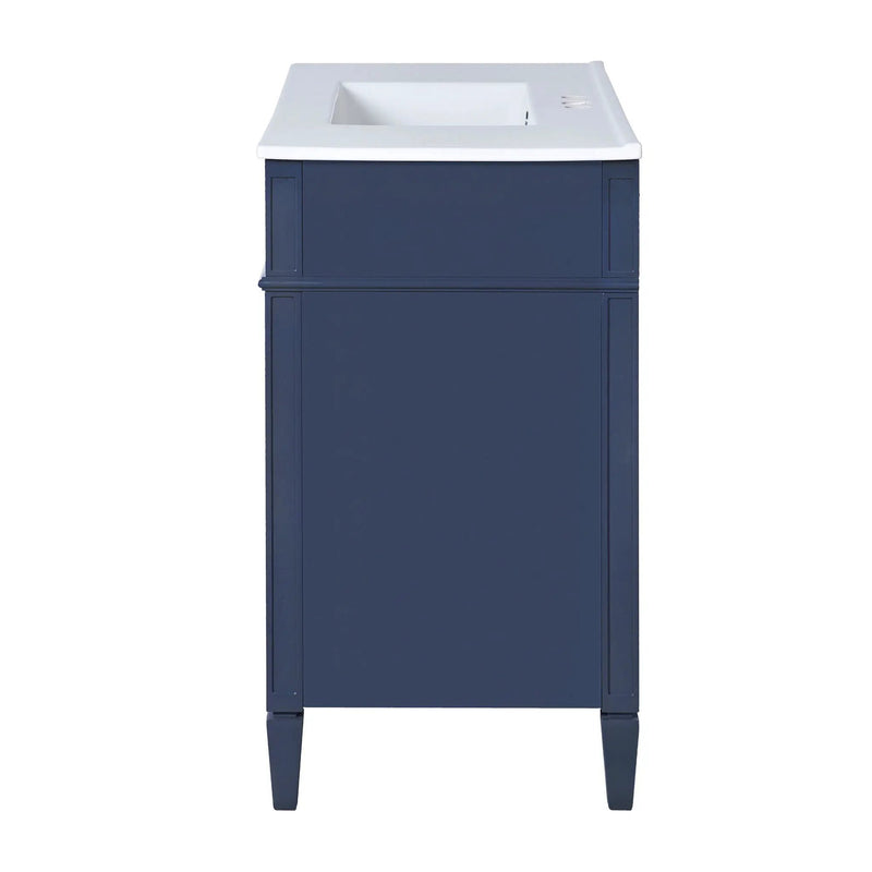 Bathroom Vanity With Top Sink, Modern Bathroom Storage Cabinet, 2 Drawers And A Tip-Out Drawer, Single Sink Bathroom Vanity - Blue by HouseOfZazla