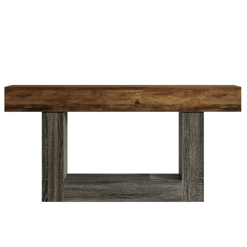Console Table With 2 Tier Storage, U Shaped Base