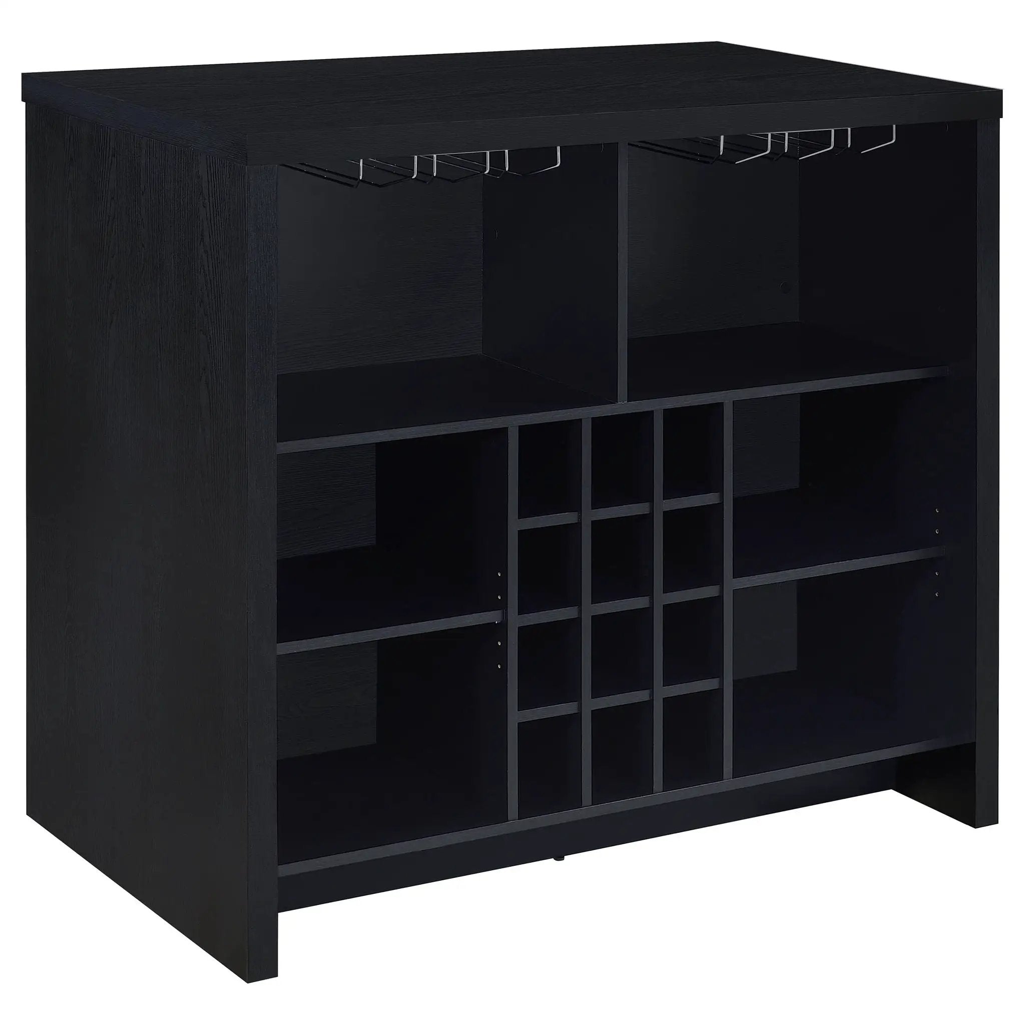 Topanga Engineered Wood Freestanding Home Bar Black by Unique Piece Furniture