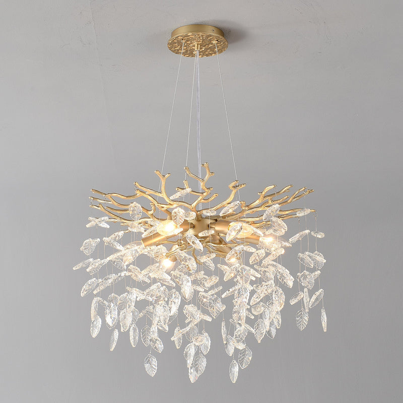 6-Light Chandelier Crystal Ceiling Lamp - Gold Finish by HouseOfZazla