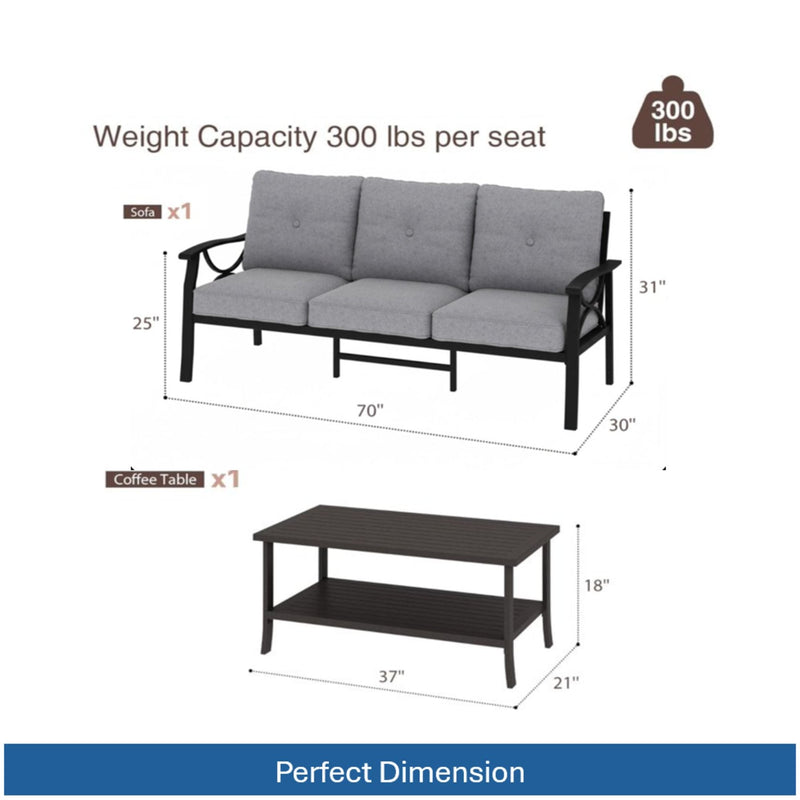 Patio Furniture Set with Coffee Table and Cushions for Backyard by HouseOfZazla