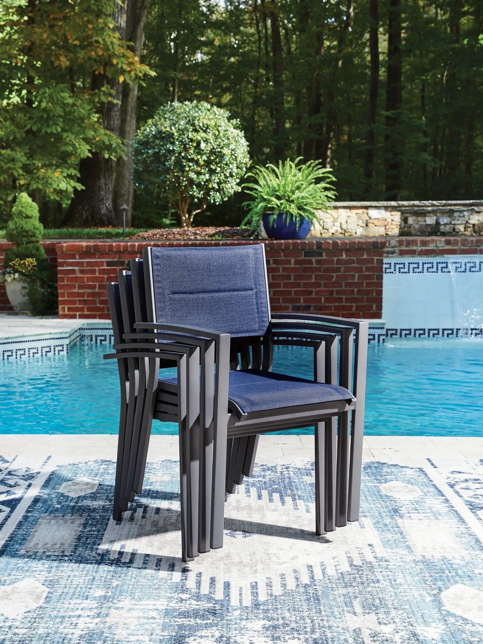 Rocky Creek - Sling Arm Chair (Set of 4) - Blue / Gray by Unique Piece Furniture