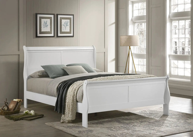 Louis Philippe 47-inch Eastern King Sleigh Panel Bed White by Unique Piece Furniture